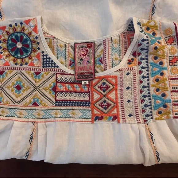 Johnny Was Arwen White Linen Boho Dress or Tunic - Picture 5 of 6